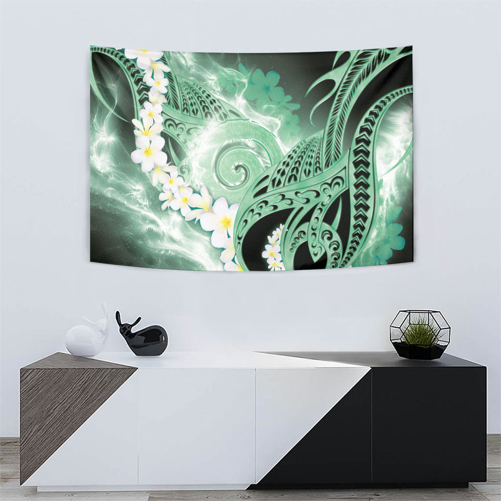 Piko Hawaiian Tapestry Green Galaxy Spiral Plumeria Tribal Patterns DT05 - Polynesian Pride