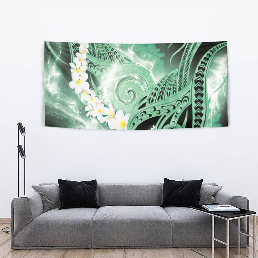 Piko Hawaiian Tapestry Green Galaxy Spiral Plumeria Tribal Patterns DT05 - Polynesian Pride