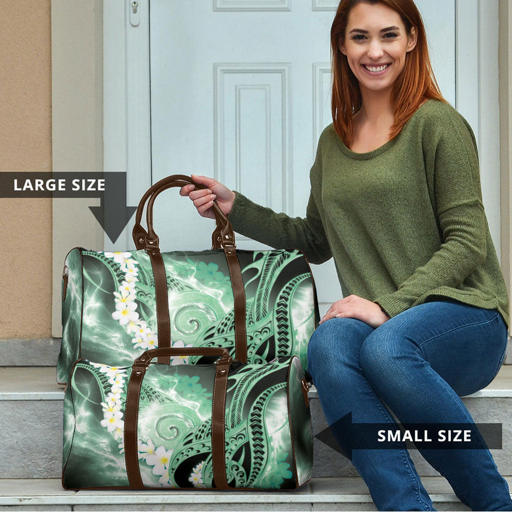 Piko Hawaiian Travel Bag Green Galaxy Spiral Plumeria Tribal Patterns DT05 - Polynesian Pride