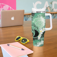 Piko Hawaiian Tumbler With Handle Green Galaxy Spiral Plumeria Tribal Patterns DT05 - Polynesian Pride