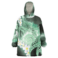 Piko Hawaiian Wearable Blanket Hoodie Green Galaxy Spiral Plumeria Tribal Patterns DT05 One Size Green - Polynesian Pride