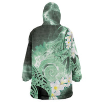 Piko Hawaiian Wearable Blanket Hoodie Green Galaxy Spiral Plumeria Tribal Patterns DT05 - Polynesian Pride