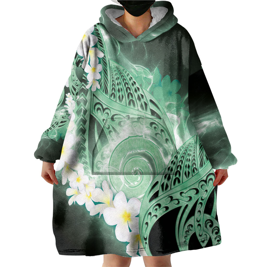 Piko Hawaiian Wearable Blanket Hoodie Green Galaxy Spiral Plumeria Tribal Patterns DT05 - Polynesian Pride