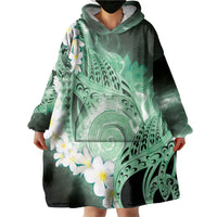 Piko Hawaiian Wearable Blanket Hoodie Green Galaxy Spiral Plumeria Tribal Patterns DT05 - Polynesian Pride