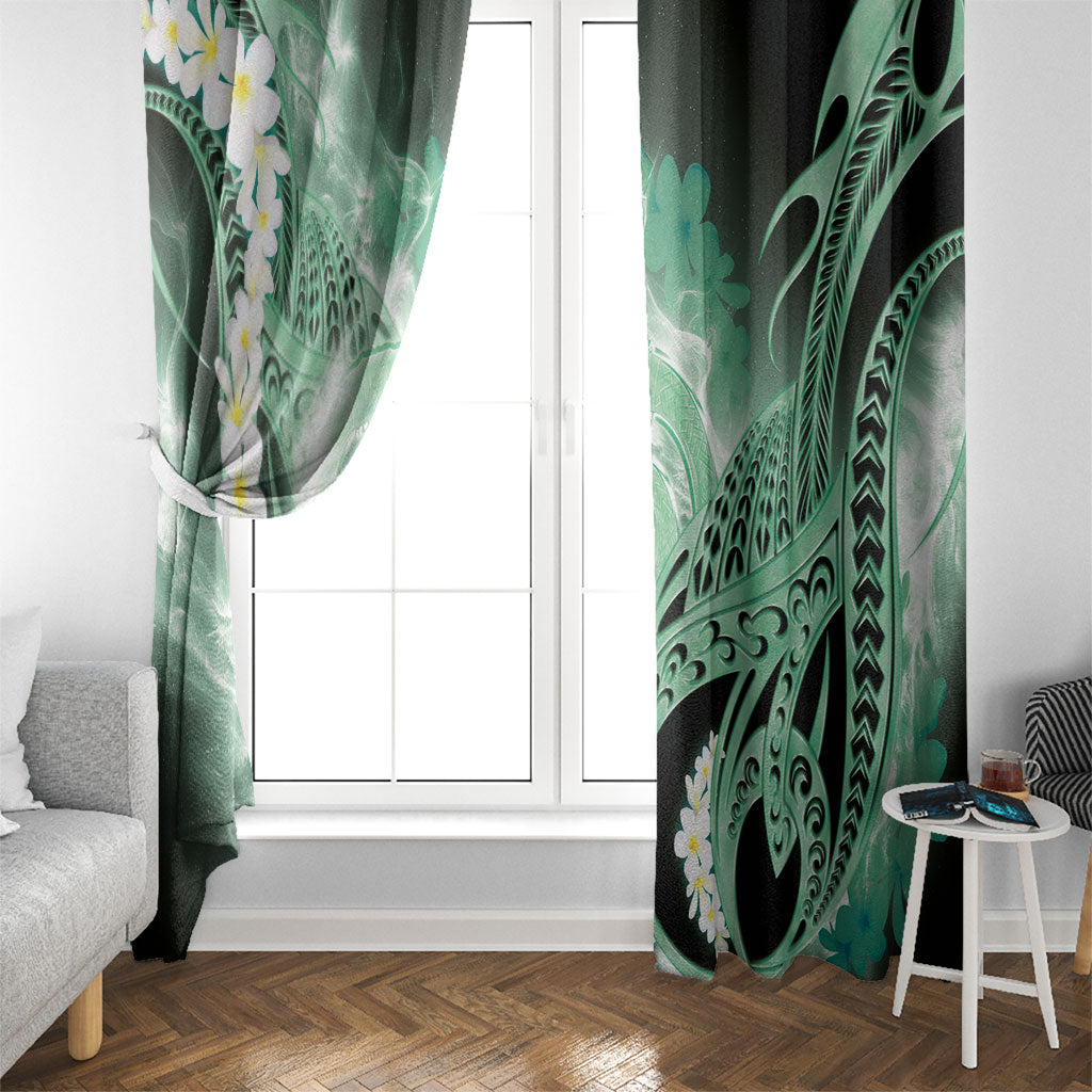 Piko Hawaiian Window Curtain Green Galaxy Spiral Plumeria Tribal Patterns DT05 - Polynesian Pride