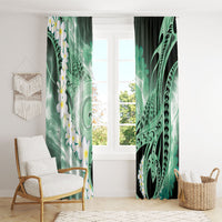 Piko Hawaiian Window Curtain Green Galaxy Spiral Plumeria Tribal Patterns DT05 - Polynesian Pride