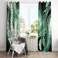 Piko Hawaiian Window Curtain Green Galaxy Spiral Plumeria Tribal Patterns DT05 - Polynesian Pride