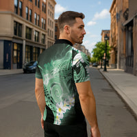 Piko Hawaiian Zipper Polo Shirt Green Galaxy Spiral Plumeria Tribal Patterns DT05 - Polynesian Pride