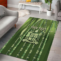Personalised Fiji Language Week Sugarcane Masi Area Rug Green Tapa Tribal Pattern DT05 - Polynesian Pride