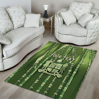 Personalised Fiji Language Week Sugarcane Masi Area Rug Green Tapa Tribal Pattern DT05 - Polynesian Pride