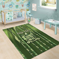 Personalised Fiji Language Week Sugarcane Masi Area Rug Green Tapa Tribal Pattern DT05 - Polynesian Pride