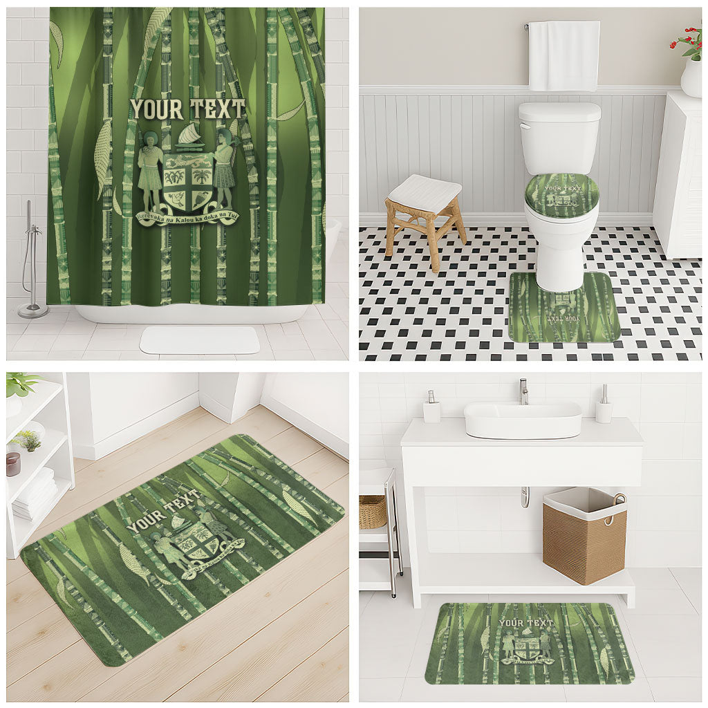 Personalised Fiji Language Week Sugarcane Masi Bathroom Set Green Tapa Tribal Pattern DT05 - Polynesian Pride