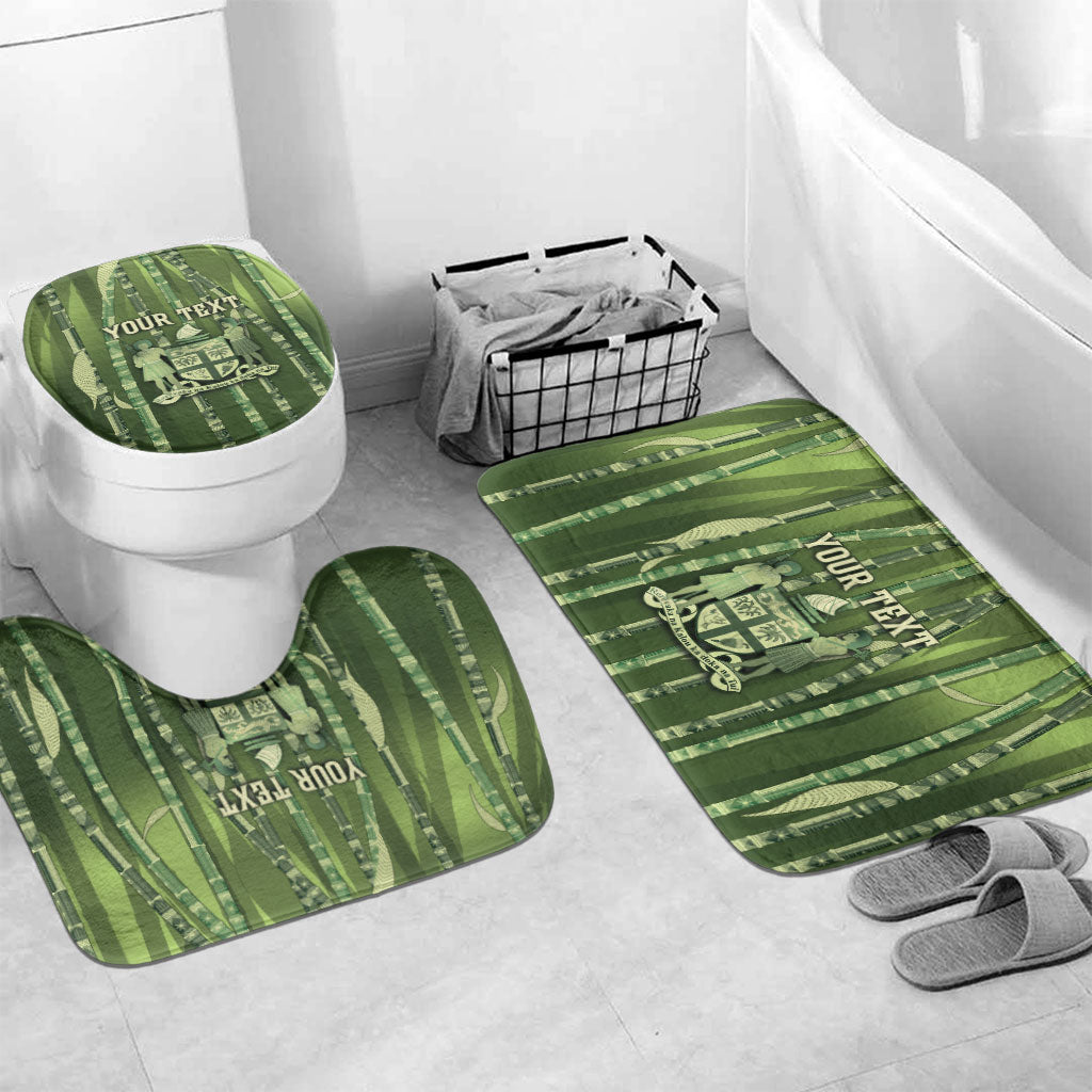 Personalised Fiji Language Week Sugarcane Masi Bathroom Set Green Tapa Tribal Pattern DT05 Mat Set Only (3 pcs) One Size Green - Polynesian Pride