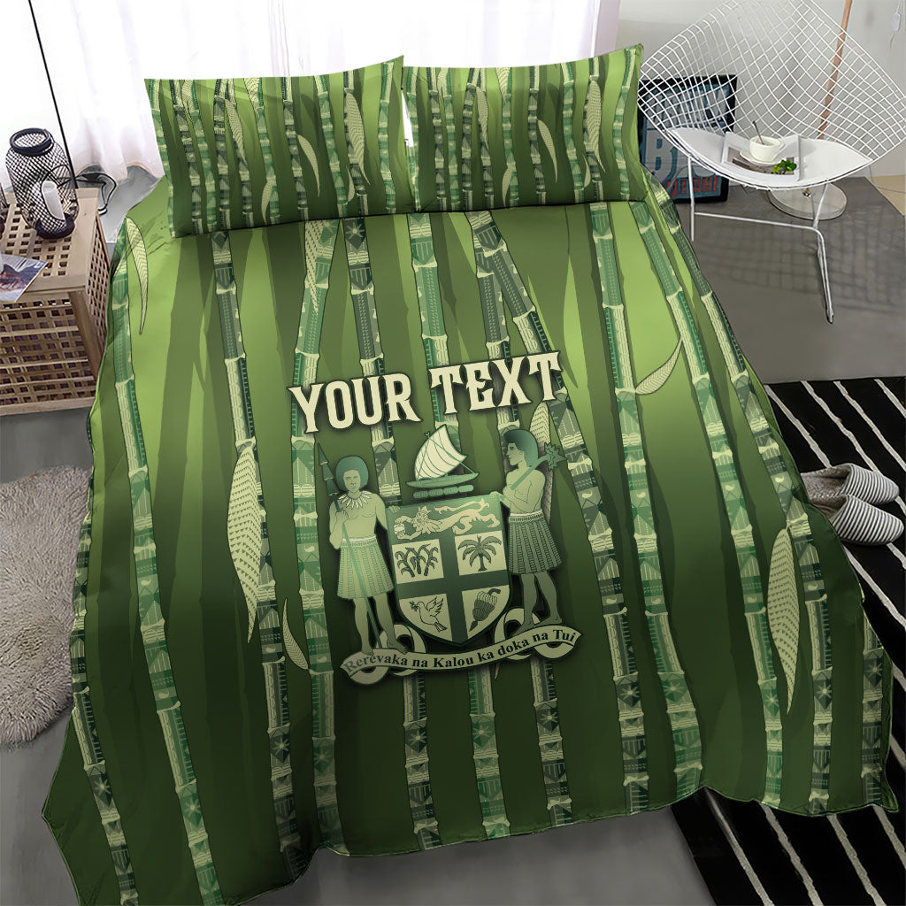 Personalised Fiji Language Week Sugarcane Masi Bedding Set Green Tapa Tribal Pattern DT05 - Polynesian Pride
