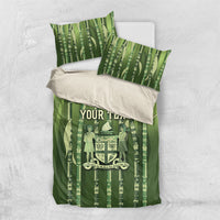 Personalised Fiji Language Week Sugarcane Masi Bedding Set Green Tapa Tribal Pattern DT05 US Twin 172cm x 218cm Green - Polynesian Pride