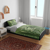 Personalised Fiji Language Week Sugarcane Masi Bedding Set Green Tapa Tribal Pattern DT05 - Polynesian Pride