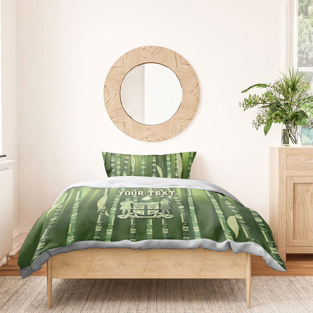 Personalised Fiji Language Week Sugarcane Masi Bedding Set Green Tapa Tribal Pattern DT05 - Polynesian Pride