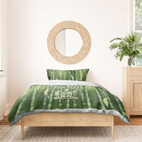 Personalised Fiji Language Week Sugarcane Masi Bedding Set Green Tapa Tribal Pattern DT05 - Polynesian Pride
