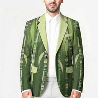 Personalised Fiji Language Week Sugarcane Masi Blazer Green Tapa Tribal Pattern DT05 - Polynesian Pride