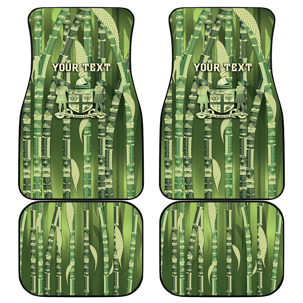 Personalised Fiji Language Week Sugarcane Masi Car Mats Green Tapa Tribal Pattern DT05 - Polynesian Pride