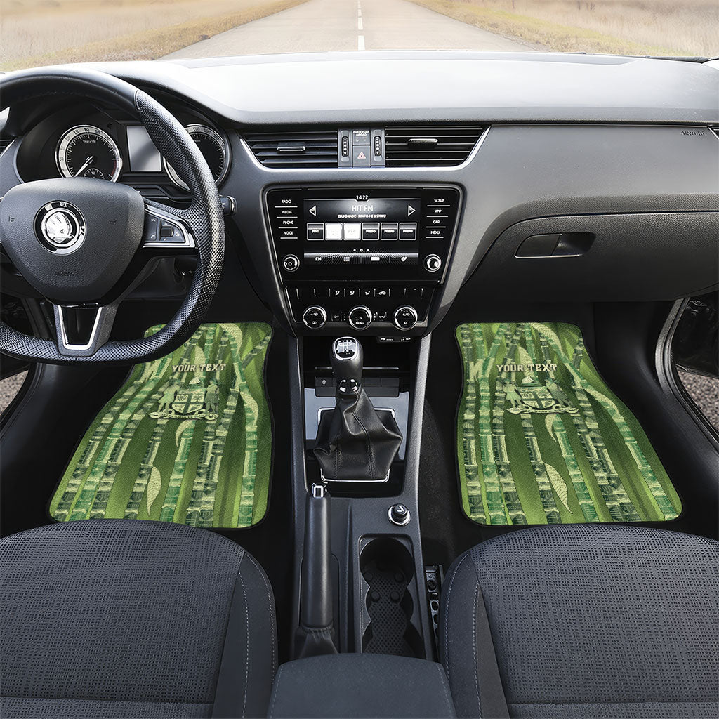 Personalised Fiji Language Week Sugarcane Masi Car Mats Green Tapa Tribal Pattern DT05 Set 2pcs - Front Green - Polynesian Pride