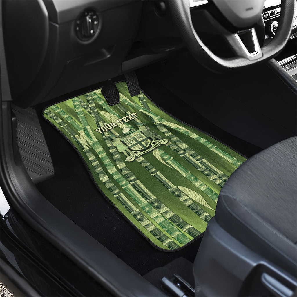 Personalised Fiji Language Week Sugarcane Masi Car Mats Green Tapa Tribal Pattern DT05 - Polynesian Pride