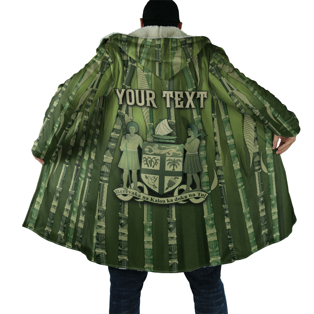 Personalised Fiji Language Week Sugarcane Masi Cloak Green Tapa Tribal Pattern DT05 - Polynesian Pride