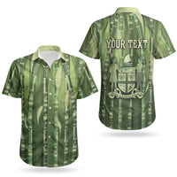 Personalised Fiji Language Week Sugarcane Masi Couples Matching Puletasi and Hawaiian Shirt Green Tapa Tribal Pattern DT05 - Polynesian Pride