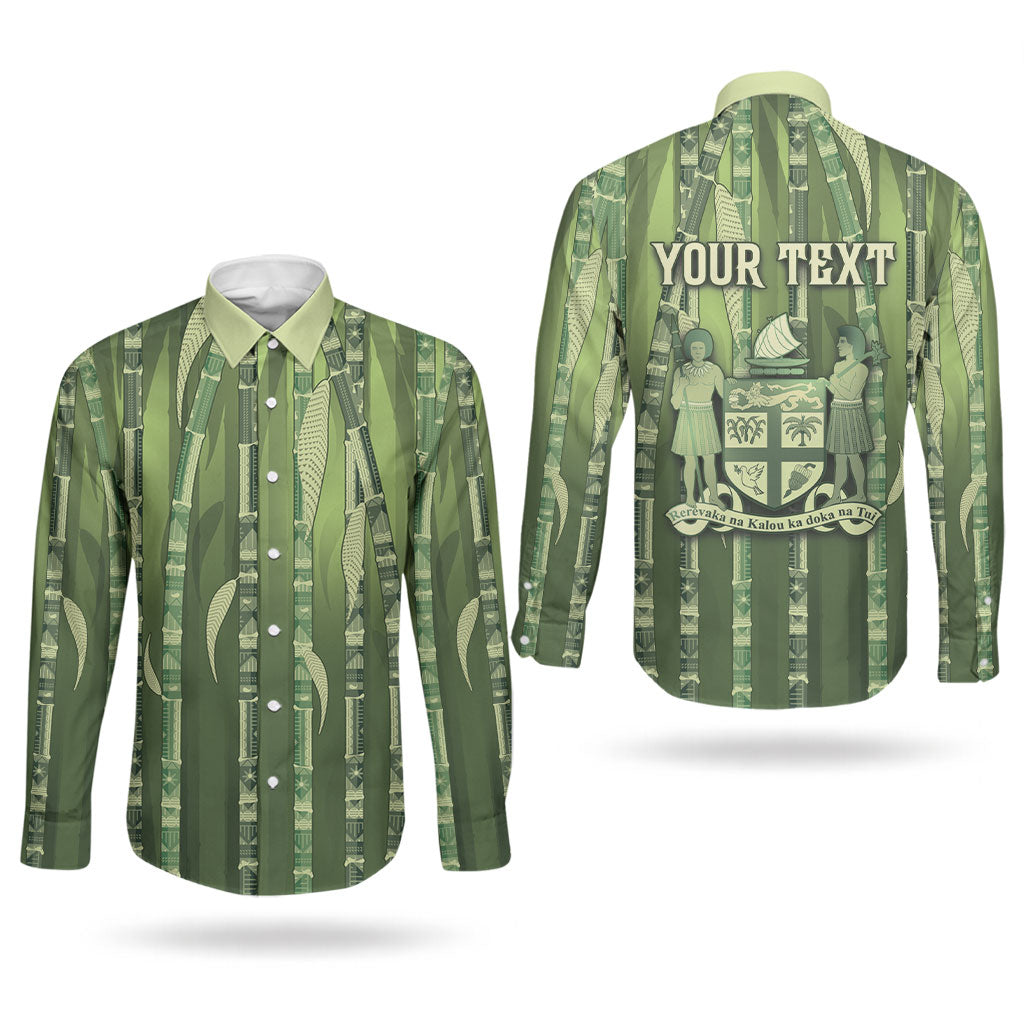 Personalised Fiji Language Week Sugarcane Masi Couples Matching Short Sleeve Bodycon Dress and Long Sleeve Button Shirt Green Tapa Tribal Pattern DT05 - Polynesian Pride