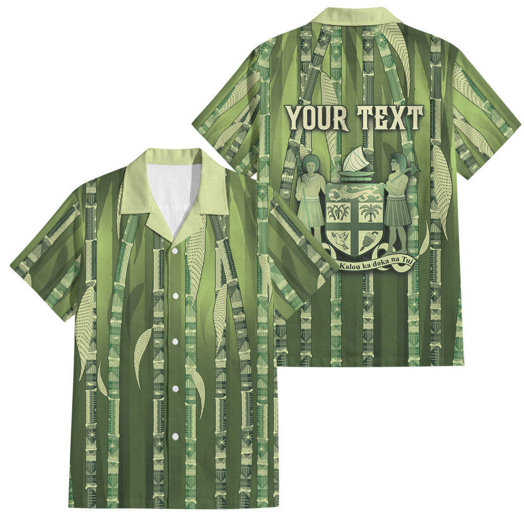 Personalised Fiji Language Week Sugarcane Masi Family Matching Off The Shoulder Long Sleeve Dress and Hawaiian Shirt Green Tapa Tribal Pattern DT05 Dad's Shirt - Short Sleeve Green - Polynesian Pride