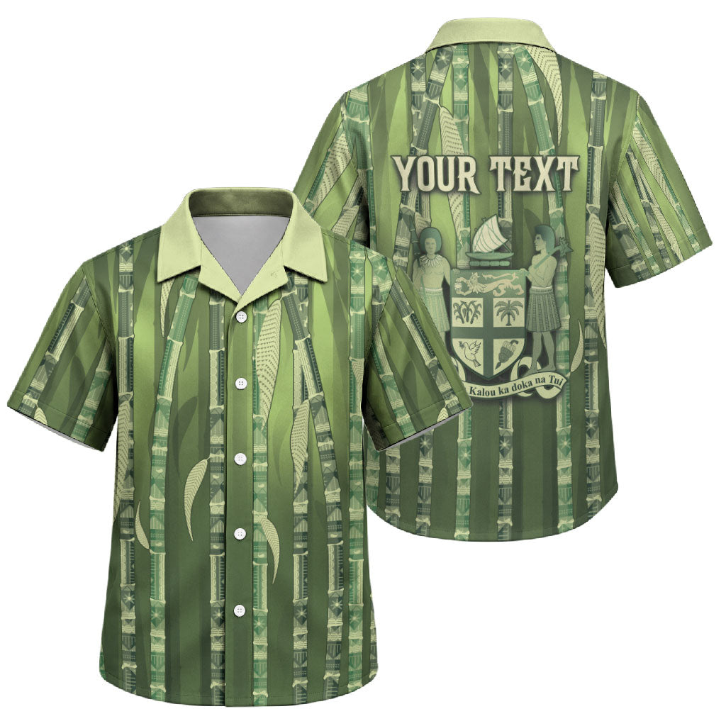 Personalised Fiji Language Week Sugarcane Masi Family Matching Off The Shoulder Long Sleeve Dress and Hawaiian Shirt Green Tapa Tribal Pattern DT05 Son's Shirt Green - Polynesian Pride