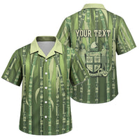 Personalised Fiji Language Week Sugarcane Masi Family Matching Off Shoulder Maxi Dress and Hawaiian Shirt Green Tapa Tribal Pattern DT05 Son's Shirt Green - Polynesian Pride