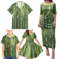 Personalised Fiji Language Week Sugarcane Masi Family Matching Puletasi and Hawaiian Shirt Green Tapa Tribal Pattern DT05 - Polynesian Pride