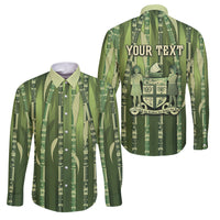 Personalised Fiji Language Week Sugarcane Masi Family Matching Puletasi and Hawaiian Shirt Green Tapa Tribal Pattern DT05 Dad's Shirt - Long Sleeve Green - Polynesian Pride
