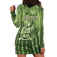 Personalised Fiji Language Week Sugarcane Masi Hoodie Dress Green Tapa Tribal Pattern DT05 - Polynesian Pride