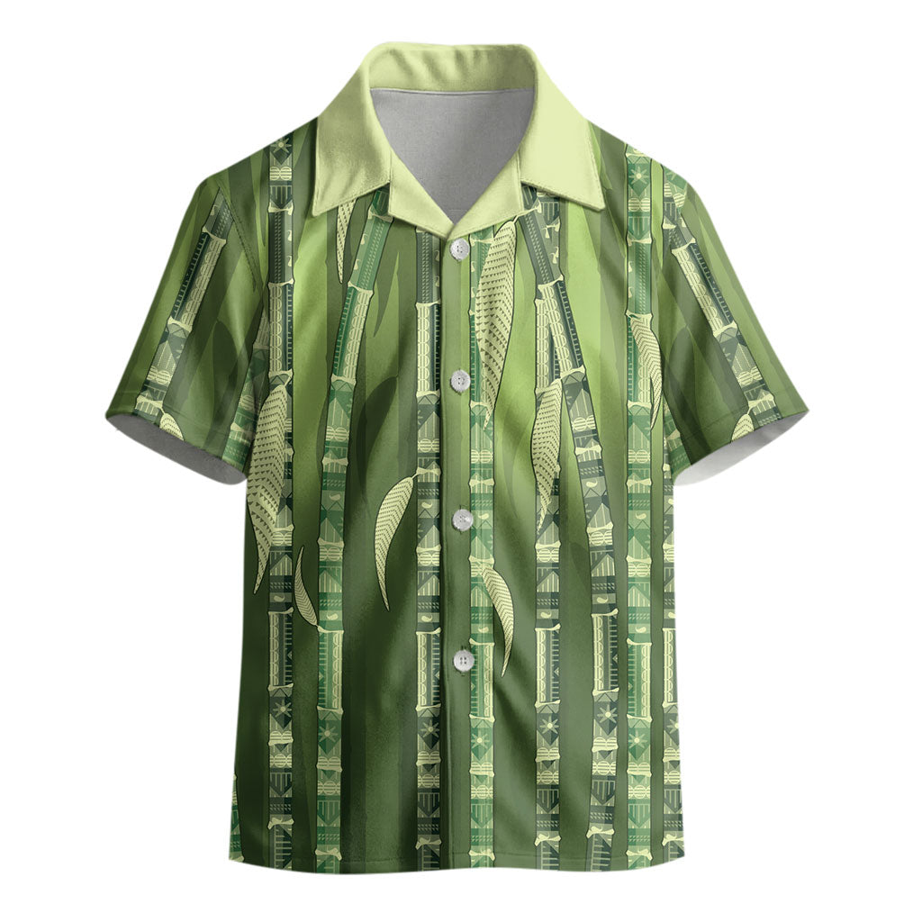 Personalised Fiji Language Week Sugarcane Masi Kid Hawaiian Shirt Green Tapa Tribal Pattern DT05 - Polynesian Pride