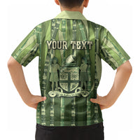 Personalised Fiji Language Week Sugarcane Masi Kid Hawaiian Shirt Green Tapa Tribal Pattern DT05 - Polynesian Pride