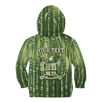 Personalised Fiji Language Week Sugarcane Masi Kid Hoodie Green Tapa Tribal Pattern DT05 - Polynesian Pride