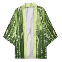 Personalised Fiji Language Week Sugarcane Masi Kimono Green Tapa Tribal Pattern