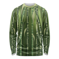Personalised Fiji Language Week Sugarcane Masi Long Sleeve Shirt Green Tapa Tribal Pattern DT05 Unisex Green - Polynesian Pride