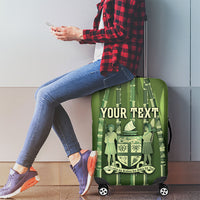 Personalised Fiji Language Week Sugarcane Masi Luggage Cover Green Tapa Tribal Pattern DT05 - Polynesian Pride