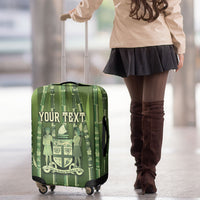 Personalised Fiji Language Week Sugarcane Masi Luggage Cover Green Tapa Tribal Pattern DT05 - Polynesian Pride