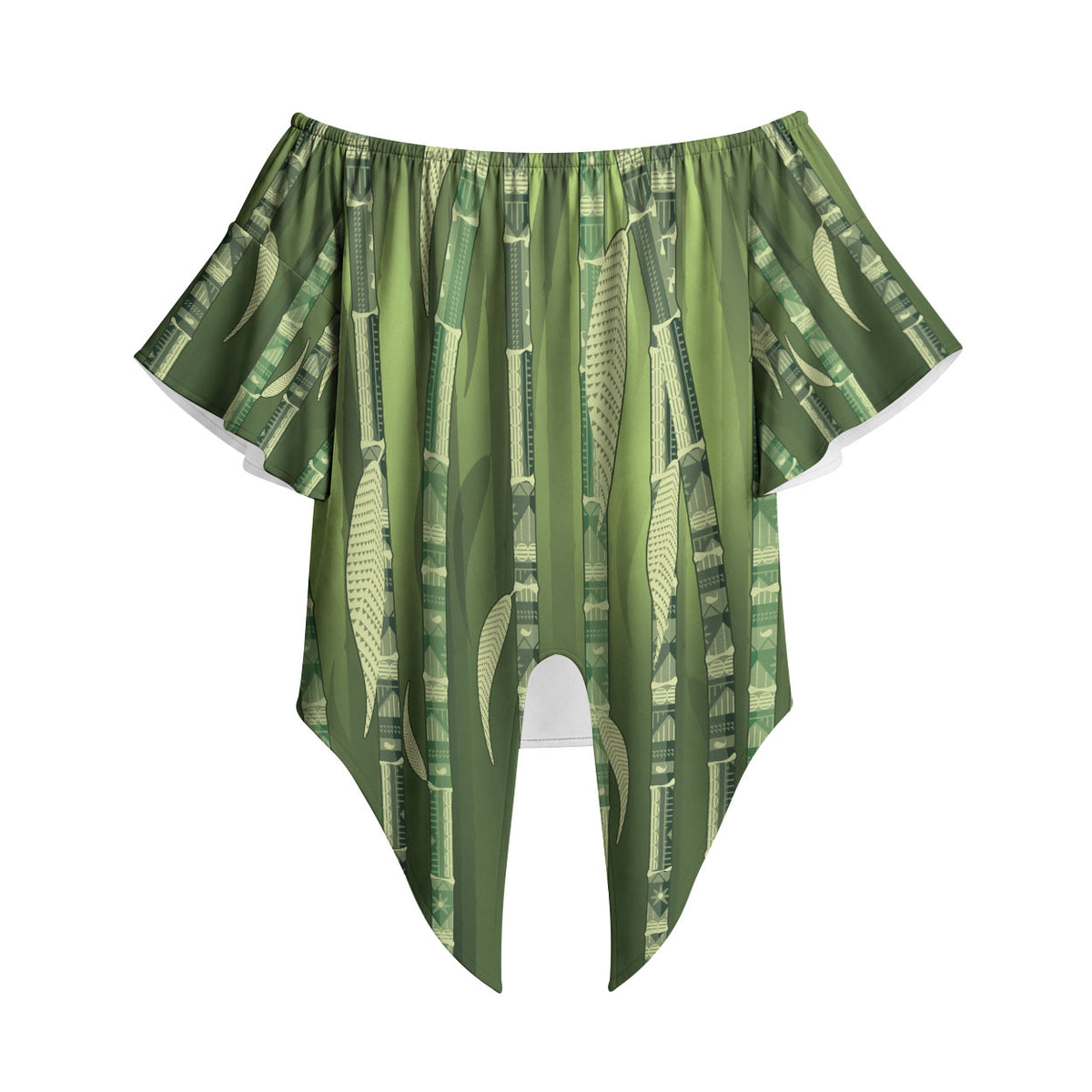 Personalised Fiji Language Week Sugarcane Masi Off Shoulder Wrap Waist Top Green Tapa Tribal Pattern DT05 Green - Polynesian Pride
