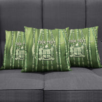 Personalised Fiji Language Week Sugarcane Masi Pillow Cover Green Tapa Tribal Pattern DT05 - Polynesian Pride