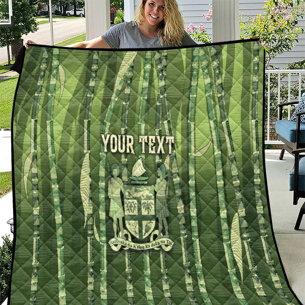 Personalised Fiji Language Week Sugarcane Masi Quilt Green Tapa Tribal Pattern DT05 Green - Polynesian Pride