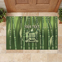 Personalised Fiji Language Week Sugarcane Masi Rubber Doormat Green Tapa Tribal Pattern DT05 Green - Polynesian Pride