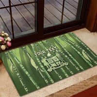 Personalised Fiji Language Week Sugarcane Masi Rubber Doormat Green Tapa Tribal Pattern DT05 - Polynesian Pride