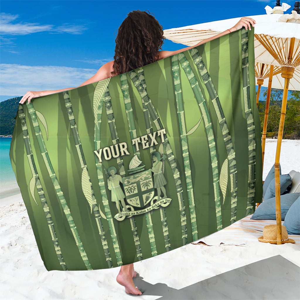 Personalised Fiji Language Week Sugarcane Masi Sarong Green Tapa Tribal Pattern DT05 One Size 44 x 66 inches Green - Polynesian Pride