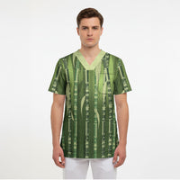 Personalised Fiji Language Week Sugarcane Masi Scrub Top Green Tapa Tribal Pattern DT05 - Polynesian Pride