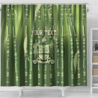 Personalised Fiji Language Week Sugarcane Masi Shower Curtain Green Tapa Tribal Pattern DT05 - Polynesian Pride